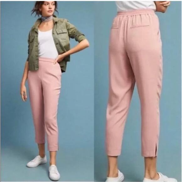 Anthropologie The Essential Pull-On Trouser Ankle Pant Rose Pink Size Small - Picture 1 of 6